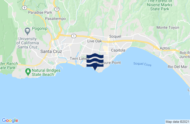 Mappa delle Getijden in Santa Cruz - 26th, United States