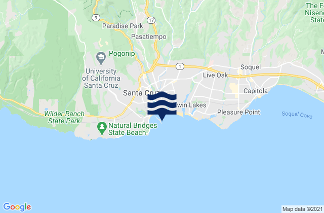 Mappa delle Getijden in Santa Cruz Monterey Bay, United States