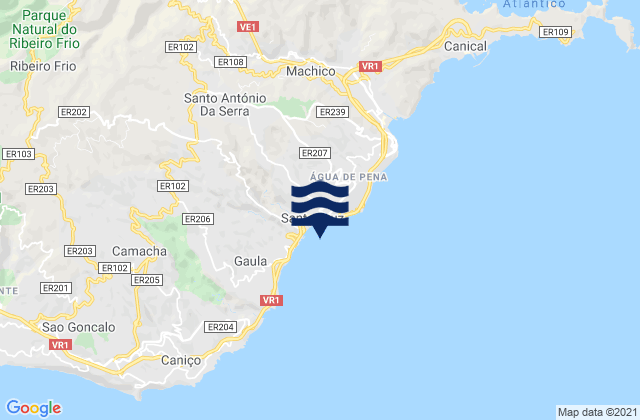 Mappa delle Getijden in Santa Cruz, Portugal
