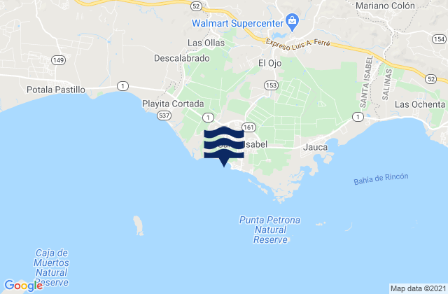 Mappa delle Getijden in Santa Isabel Barrio-Pueblo, Puerto Rico