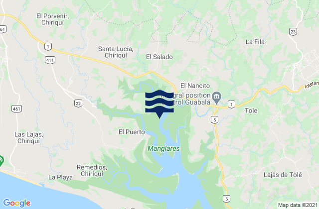 Mappa delle Getijden in Santa Lucia, Panama