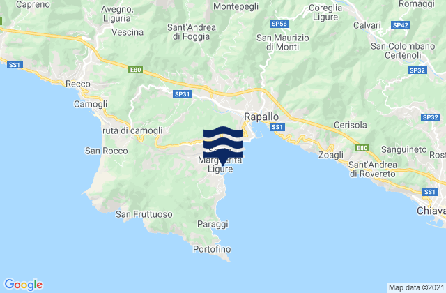 Mappa delle Getijden in Santa Margherita Ligure, Italy