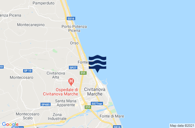 Mappa delle Getijden in Santa Maria Apparente, Italy