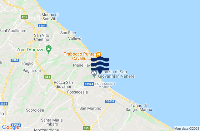 Mappa delle Getijden in Santa Maria Imbaro, Italy