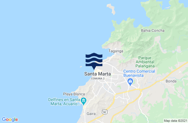 Mappa delle Getijden in Santa Marta, Colombia