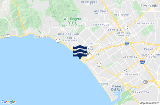 Mappa delle Getijden in Santa Monica State Beach, United States
