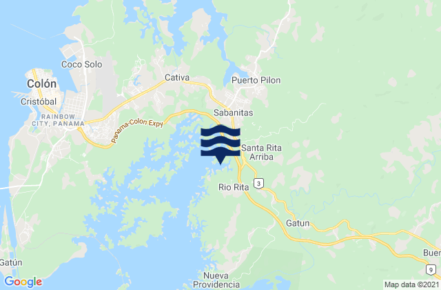 Mappa delle Getijden in Santa Rita Arriba, Panama