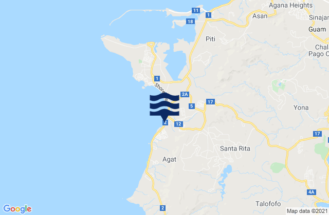 Mappa delle Getijden in Santa Rita Municipality, Guam