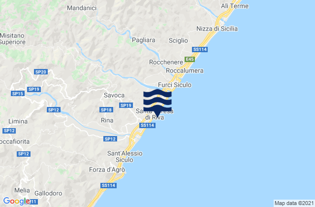 Mappa delle Getijden in Santa Teresa di Riva, Italy