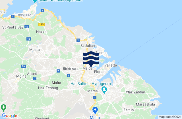 Mappa delle Getijden in Santa Venera, Malta