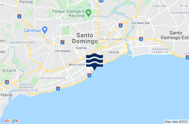 Mappa delle Getijden in Santo Domingo De Guzmán, Dominican Republic