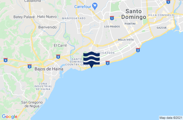 Mappa delle Getijden in Santo Domingo Oeste, Dominican Republic