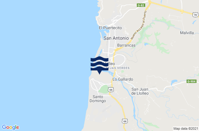 Mappa delle Getijden in Santo Domingo, Chile