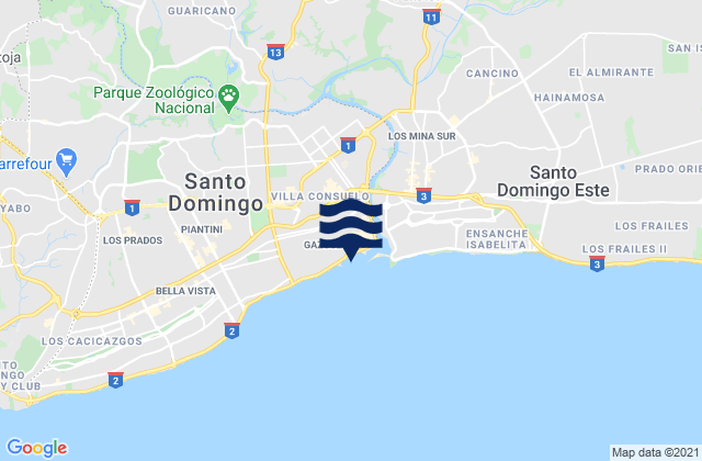 Mappa delle Getijden in Santo Domingo, Dominican Republic