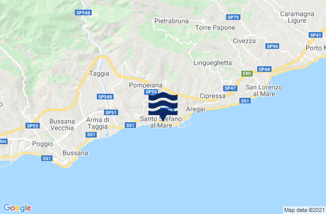 Mappa delle Getijden in Santo Stefano al Mare, Italy
