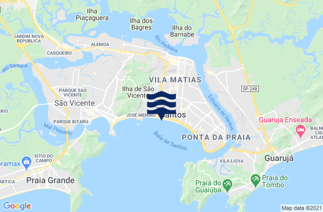 Mappa delle Getijden in Santos, Brazil