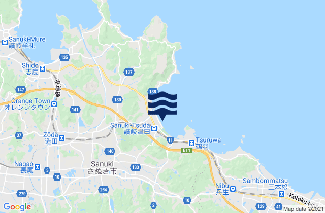 Mappa delle Getijden in Sanuki-shi, Japan