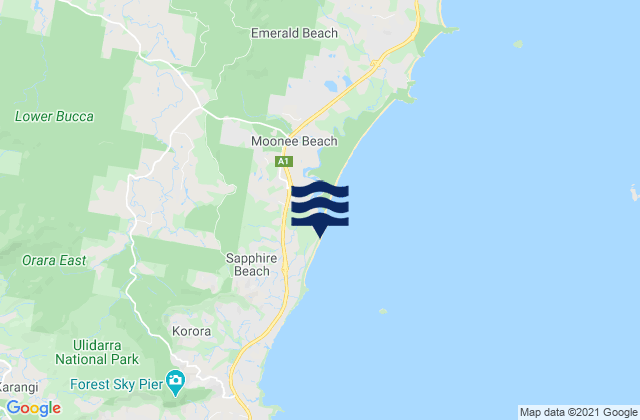 Mappa delle Getijden in Sapphire Beach, Australia