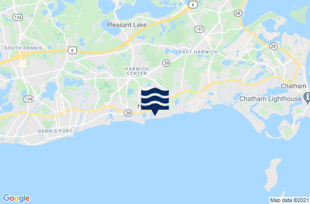Mappa delle Getijden in Saquatucket Harbor, United States