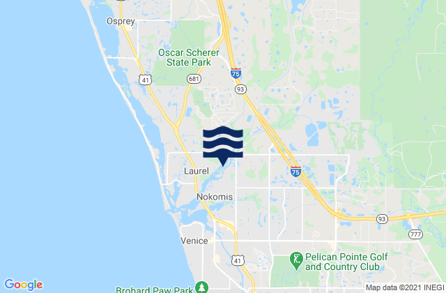 Mappa delle Getijden in Sarasota County, United States
