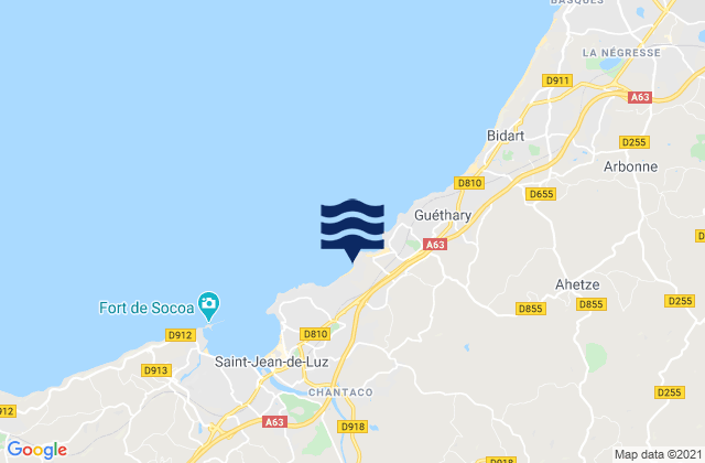 Mappa delle Getijden in Sare, France