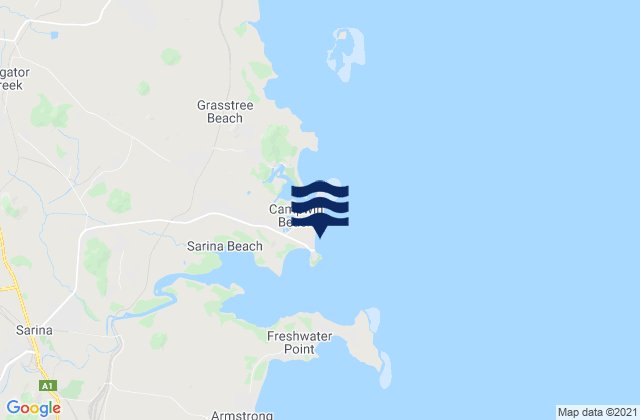 Mappa delle Getijden in Sarina Beach, Australia