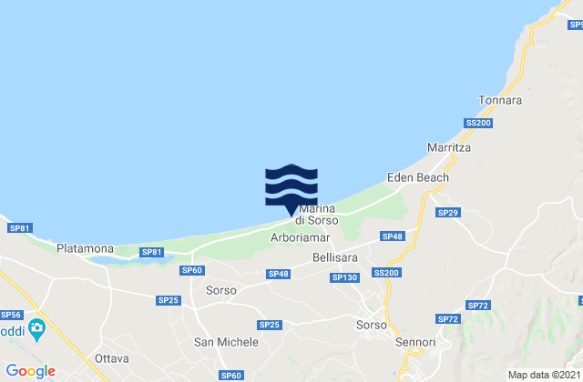 Mappa delle Getijden in Sassari, Italy