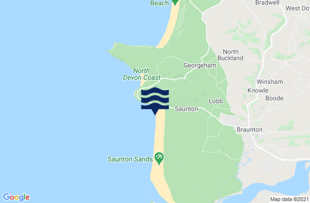 Mappa delle Getijden in Saunton Sands Beach, United Kingdom
