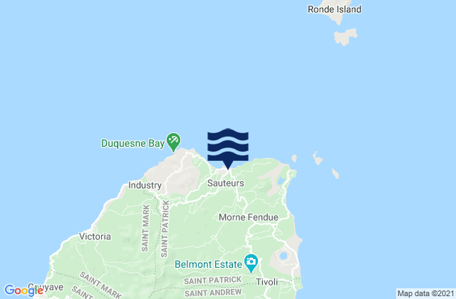 Mappa delle Getijden in Sauteurs, Grenada