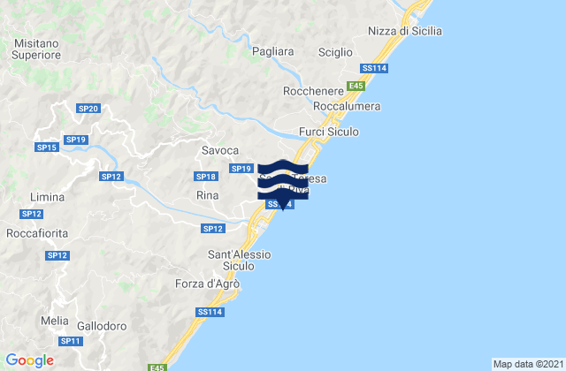Mappa delle Getijden in Savoca, Italy
