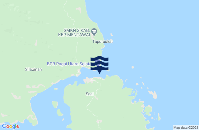 Mappa delle Getijden in Sawangtungku (N. Pagai Island), Indonesia