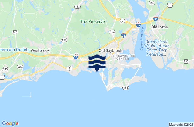 Mappa delle Getijden in Saybrook Point River, United States