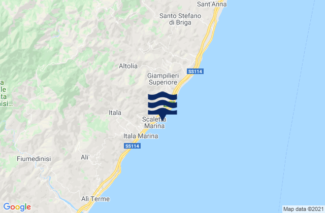 Mappa delle Getijden in Scaletta Zanclea, Italy
