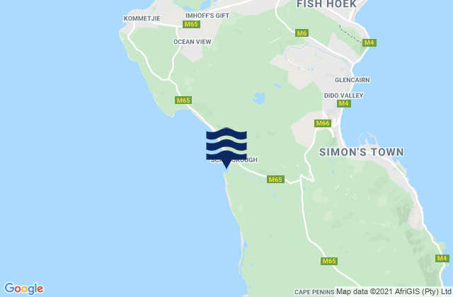 Mappa delle Getijden in Scarborough Beach, South Africa
