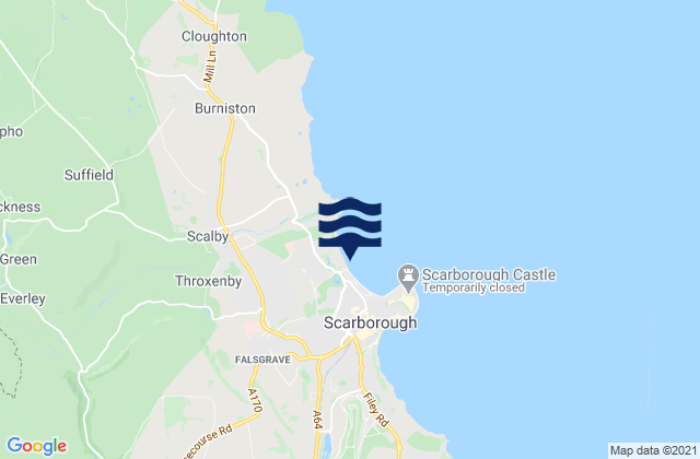 Mappa delle Getijden in Scarborough North Bay Beach, United Kingdom