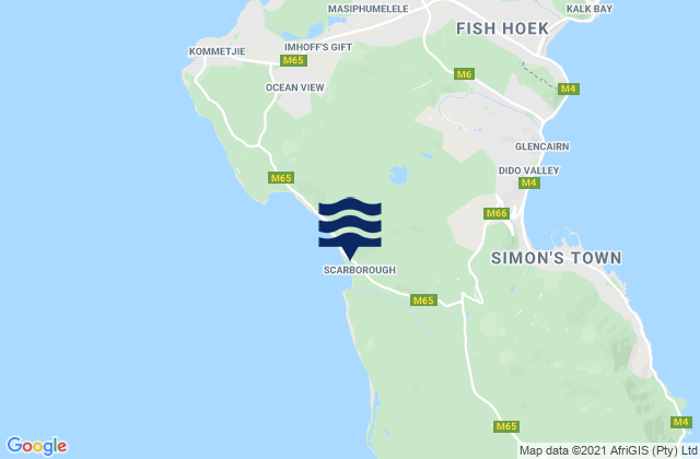 Mappa delle Getijden in Scarborough Point, South Africa