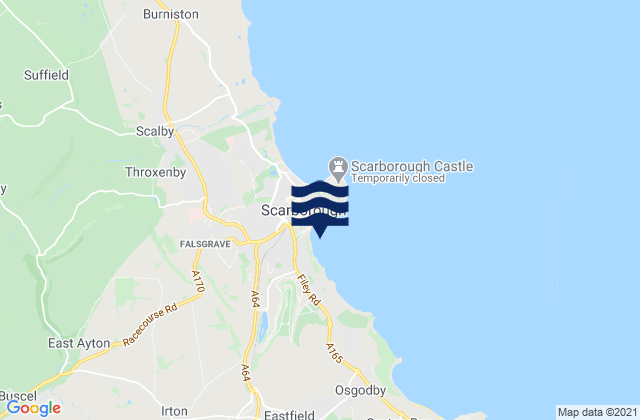 Mappa delle Getijden in Scarborough South Bay Beach, United Kingdom