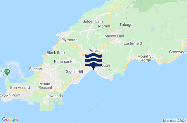 Mappa delle Getijden in Scarborough, Trinidad and Tobago