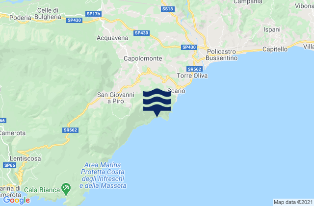 Mappa delle Getijden in Scario, Italy