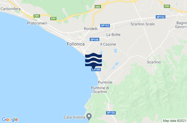 Mappa delle Getijden in Scarlino Scalo, Italy