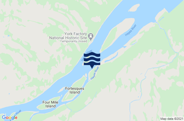 Mappa delle Getijden in Schooner Island, Canada