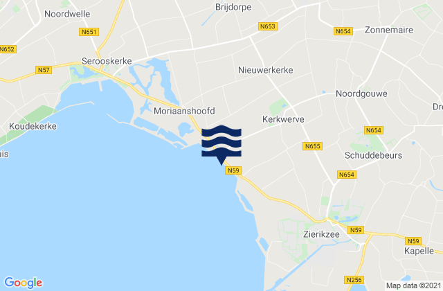 Mappa delle Getijden in Schouwen-Duiveland, Netherlands