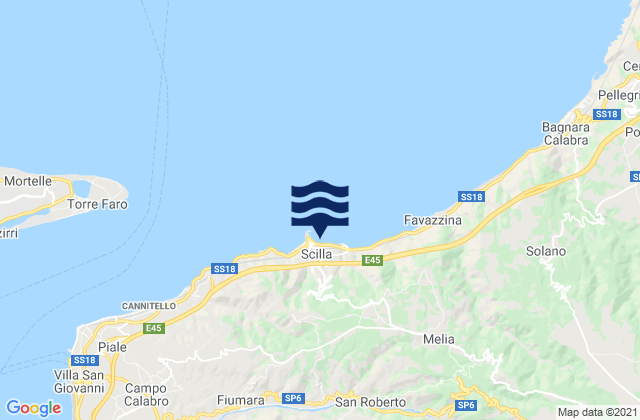 Mappa delle Getijden in Scilla, Italy