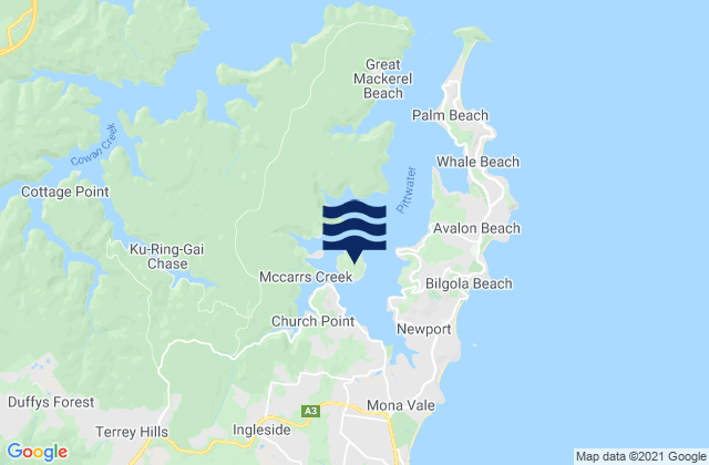 Mappa delle Getijden in Scotland Island, Australia