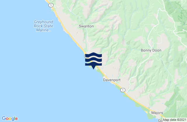 Mappa delle Getijden in Scott Creek-Beach, United States