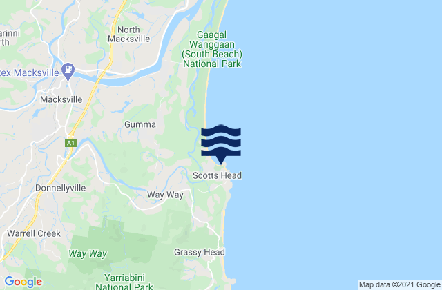 Mappa delle Getijden in Scotts Head, Australia