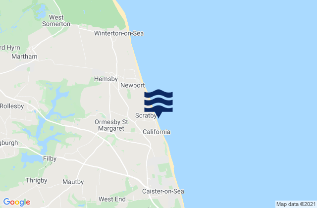 Mappa delle Getijden in Scratby Beach, United Kingdom