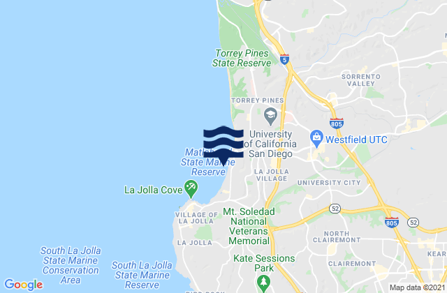 Mappa delle Getijden in Scripps Pier/La Jolla, United States
