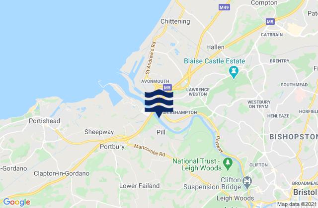 Mappa delle Getijden in Sea Mills, United Kingdom