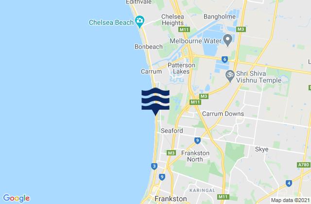 Mappa delle Getijden in Seaford, Australia